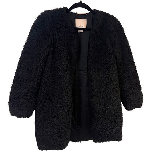 Aritzia WILFRED Black Labaratoire Teddy Coat Size 2 - Picture 1 of 7